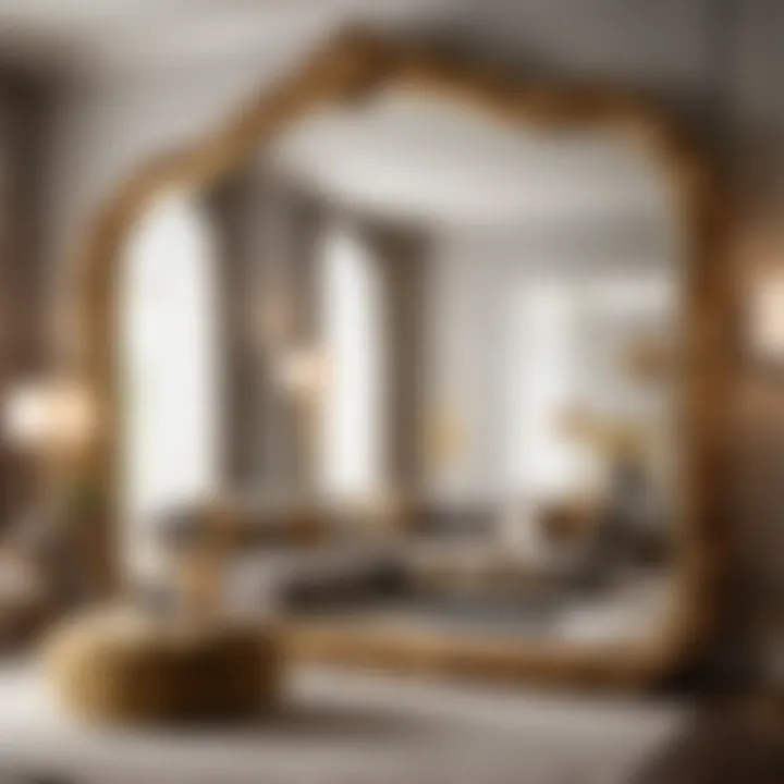 Luxurious Gold Mirror Adorning Elegant Living Room