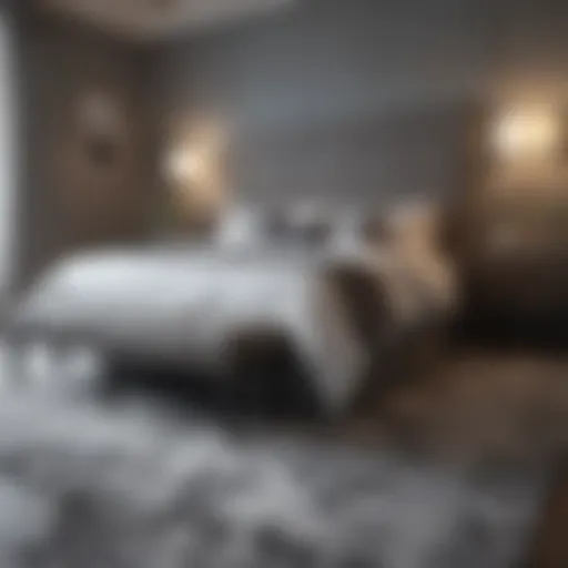 Plush Gray Carpet Bedroom Decor Elegant bedroom with plush gray carpet