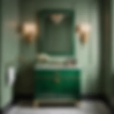 Symmetry and balance achieved with a 24-inch green vanity in a sleek bathroom setting