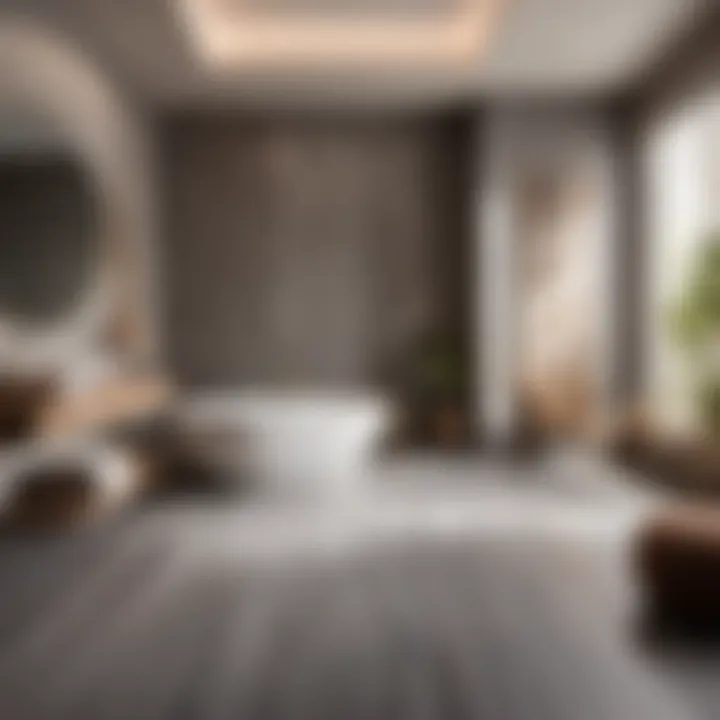 Spa-Inspired Luxury with Grey Vinyl Flooring Luxurious grey vinyl bathroom flooring in spa-inspired setting