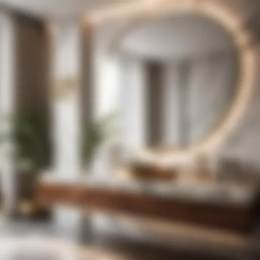 Elegant marble half moon vanity in a modern bathroom