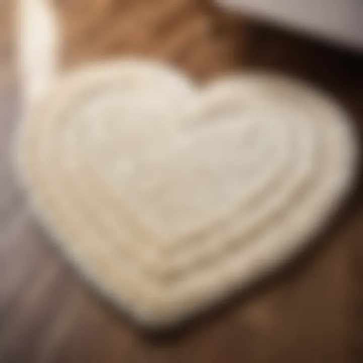 Luxurious Heart-Shaped Bath Rug in Elegant Ivory