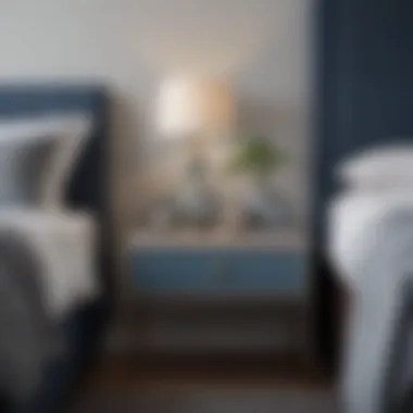 Sleek Bedside Table Styling in Grey and Blue Palette Minimalist Grey and Blue Bedside Table Decor