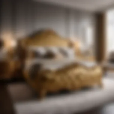 Italian Lacquer Bedroom Set with Luxurious Gold Accents