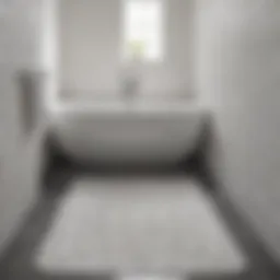 Elegant white bathroom mat with intricate pattern