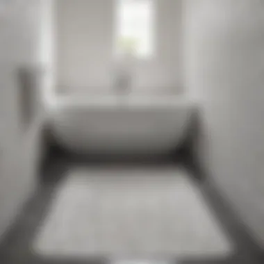 Intricate Patterned White Bathroom Mat Elegant white bathroom mat with intricate pattern