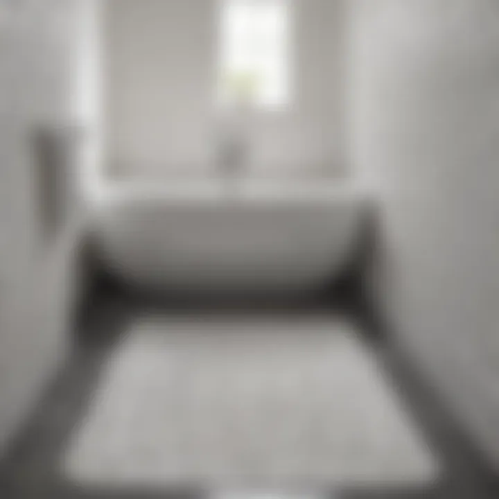 Intricate Patterned White Bathroom Mat Elegant white bathroom mat with intricate pattern