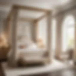 Elegant light-colored canopy bed