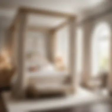 Elegant light-colored canopy bed