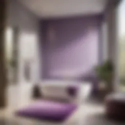 Elegant light purple bathroom rug in modern bathroom setting