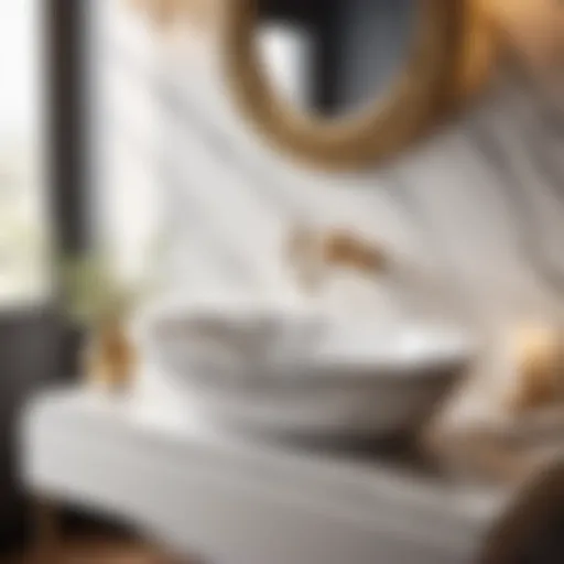 Elegant marble sink in a two-piece bath