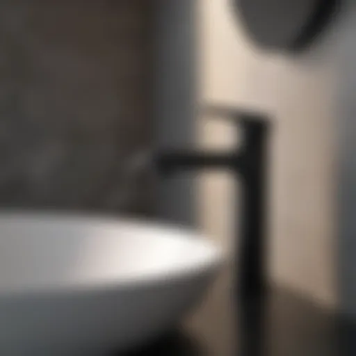 Sleek Design of Matt Black Faucet Sleek matt black faucet with modern design