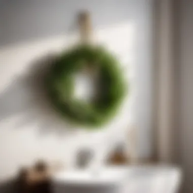 Greenery Tranquility Minimalist Greenery Wreath Hanging in Bathroom