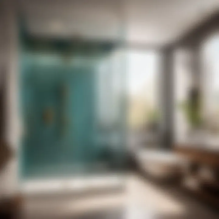 Wide-angle view of semi-frameless bathtub shower door installation