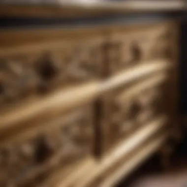 Artisan Brass Details on Italian Provincial Dresser Handcrafted Brass Hardware on Italian Provincial Dresser