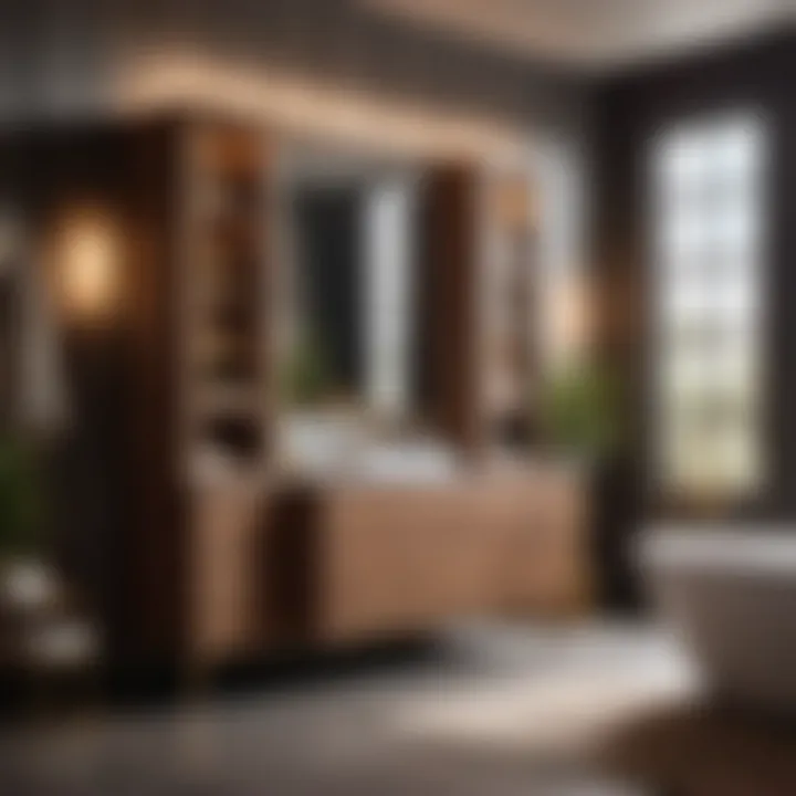 Spacious Briarwood Bathroom Cabinet with Integrated Lighting