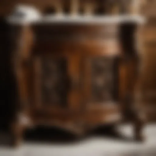 Luxurious Briarwood Bathroom Cabinet with Ornate Carvings