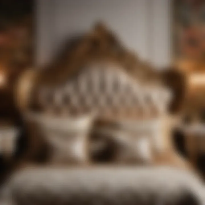 Opulent Upholstery on Italian Provincial Bed Luxurious Fabric Upholstery on Italian Provincial Bed