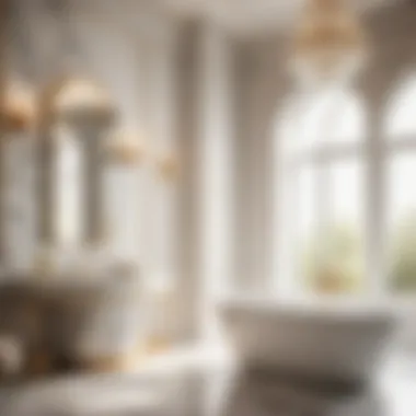 Sophistication in Bathroom Design with Marble Touches Luxurious freestanding corner bathtub with marble accents