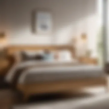 Elegantly designed light oak bed frame