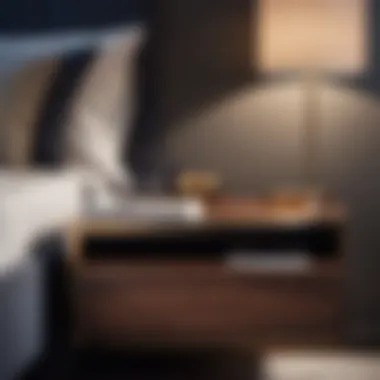 Sleek Modern Bedside Table Luxurious walnut wood bedside table with sleek modern design