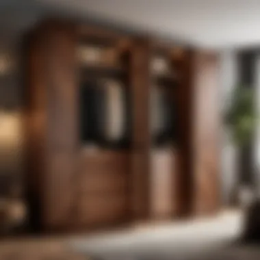 Ample Storage Wardrobe Warm and inviting walnut wood wardrobe with ample storage space