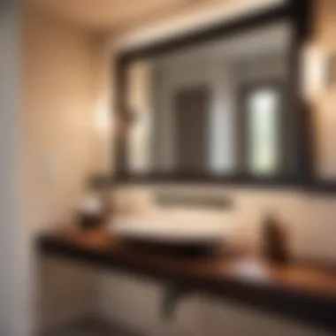 Enhancing Bathroom Ambiance Modern bathroom with oil rubbed bronze shelf as a focal point