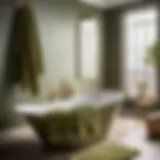 Luxurious Olive Green Bath Towel Set in Elegant Bathroom Setting