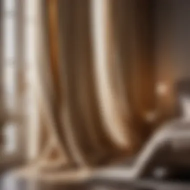 Glamorous Bedroom Curtain with Champagne Swirl Design