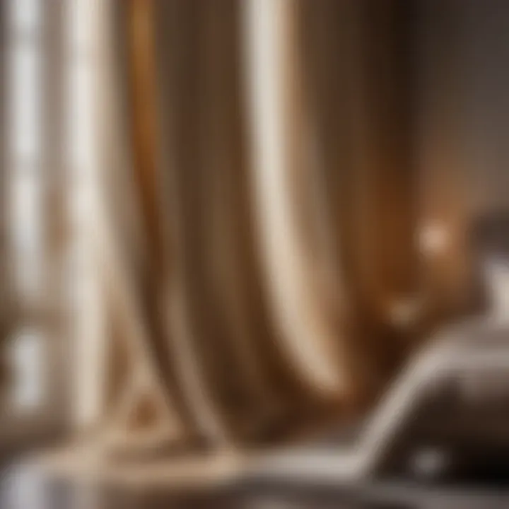 Glamorous Bedroom Curtain with Champagne Swirl Design