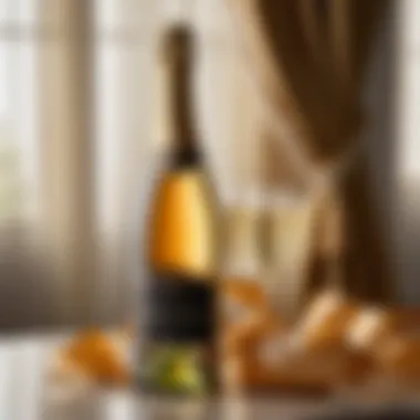Elegant Champagne Bottle Adorned with Silk Ribbons Elegant Champagne Bottle with Cascading Silk Ribbons