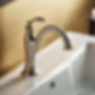 Spa-Inspired Luxury Luxurious satin nickel finish bathroom faucet in a spa-inspired bathroom