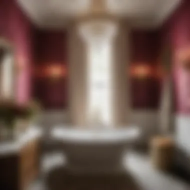 Timeless Elegance Luxurious Schumacher bathroom wallpaper with classic damask pattern