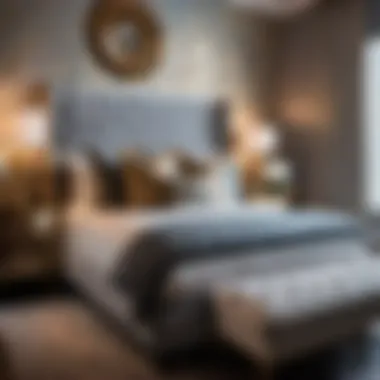 Opulent Comfort Luxurious bedding and decorative accents in a show room bedroom