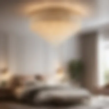 Minimalist Serenity Minimalist bedroom chandelier with warm soft lighting