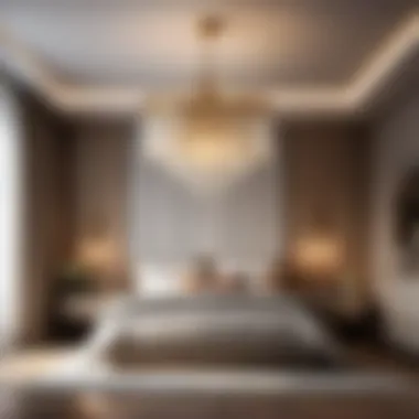 Sleek Sophistication Modern sleek bedroom chandelier casting gentle shadows