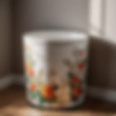 Elegant ceramic bathroom garbage can with floral motif