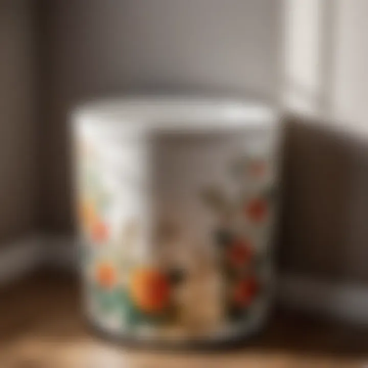 Elegant ceramic bathroom garbage can with floral motif
