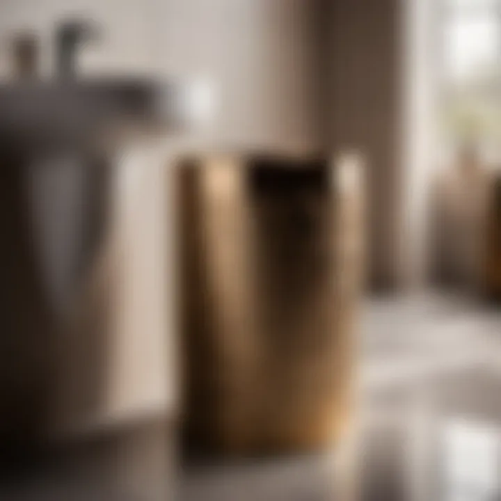 Sophisticated ceramic bathroom garbage can with geometric patterns