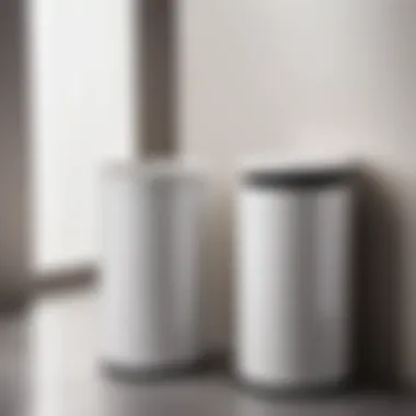 Modern ceramic bathroom garbage can in monochromatic style