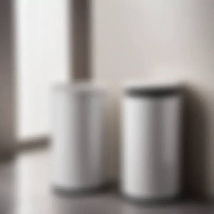 Modern ceramic bathroom garbage can in monochromatic style