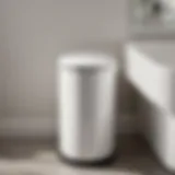 Minimalistic ceramic bathroom garbage can in white setting