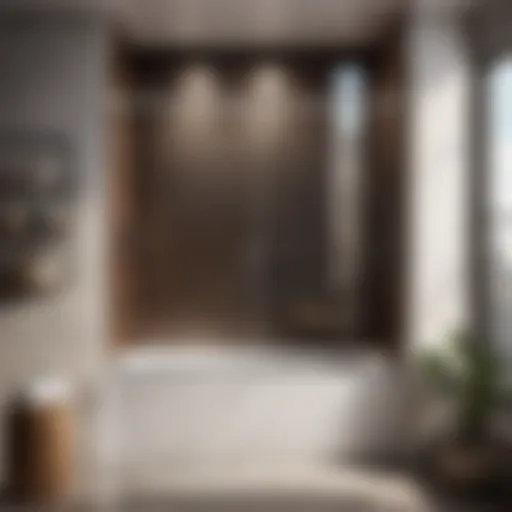 Sleek Design Elegance Sophisticated semi-frameless bathtub shower door in a modern bathroom