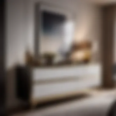 Sleek Sophistication in Bedroom Decor Sleek and stylish long low bedroom dresser with sleek metal handles