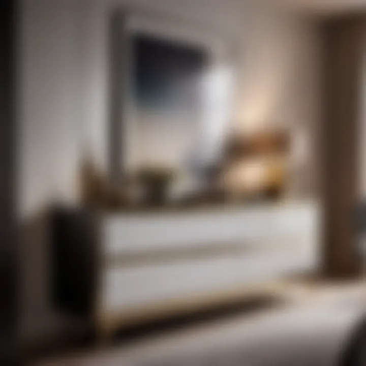 Sleek Sophistication in Bedroom Decor Sleek and stylish long low bedroom dresser with sleek metal handles