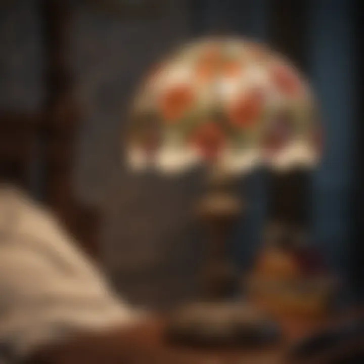 Vintage-inspired small bedroom lamp with intricate floral details