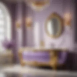 Elegant lilac bathroom set with gold accents