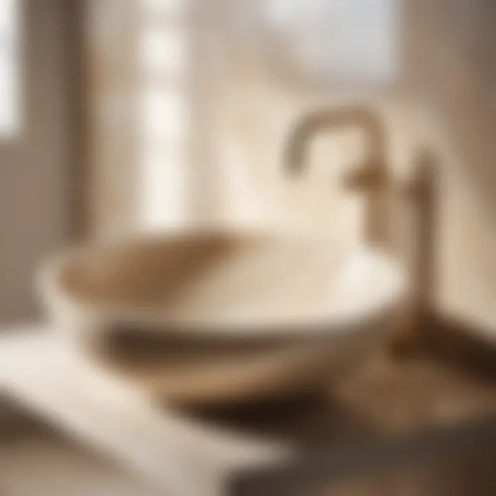 Elegant travertine stone bath sink