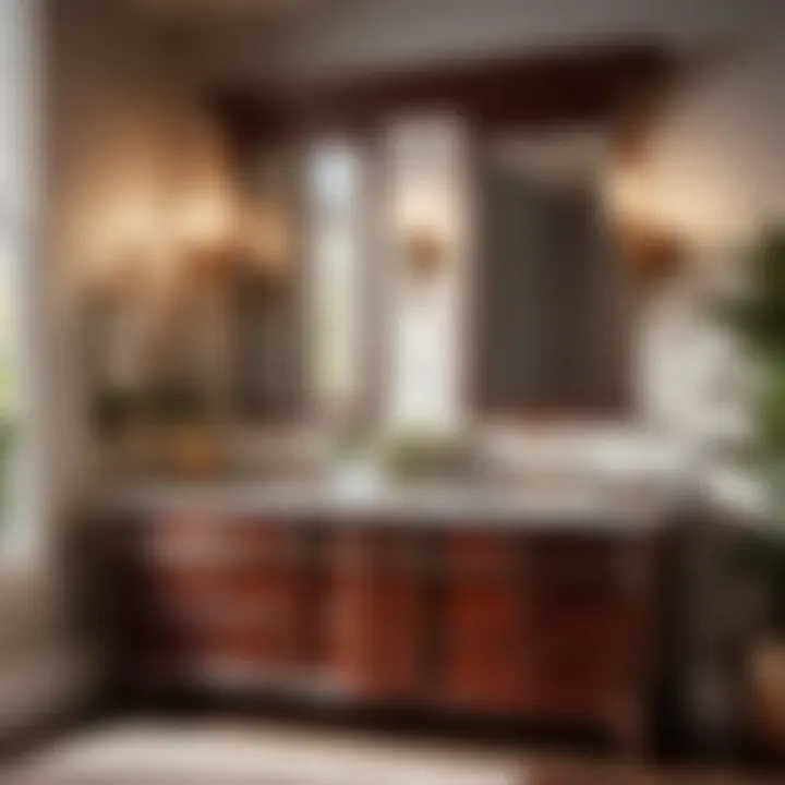 Luxurious Mahogany Wood Finish on Vintage Double Vanity Vintage Double Bathroom Vanity in Rich Mahogany Wood