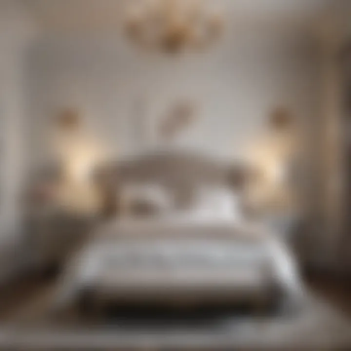 Luxurious bedroom with wainscoting accent wall